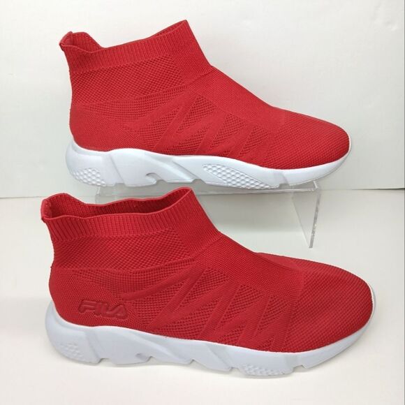 FILA Men's Red Knit High Top Sock Sneakers Size 10 Slip-On Lightweight Athletic - Picture 1 of 8